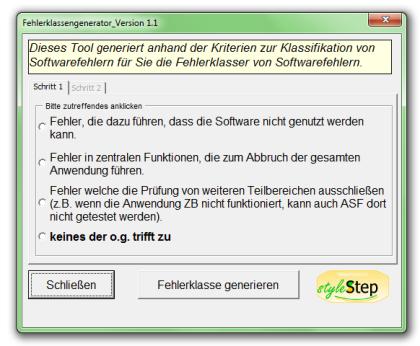 Kostenloser Fehlerklassengenerator zur Abnahme von Softwareprojekte