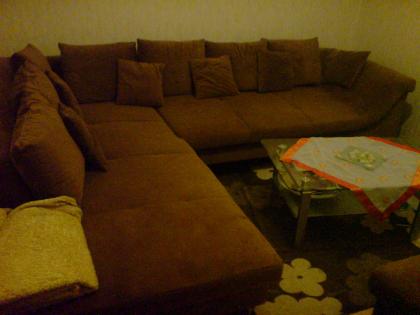 Mikrofaser Eckcouch mit Hocker