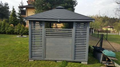 GARTENHAUS GARTENLAUBE KLEBEDACH HOLZ KIELCE 3.5X3.5 M BITUMENSCHINDELN