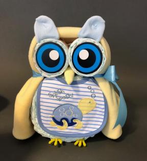 Tolle Geschenkidee zur Geburt - Windeltorte als Eule