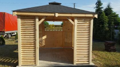 GARTENHAUS GARTENLAUBE KLEBEDACH HOLZ KIELCE 3.5X3.5 M BITUMENSCHINDELN