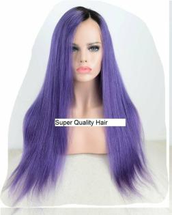 TOP VIRGIN ECHTHAARPerücke LACE Front Wig Purple Lila Schwarz NEU