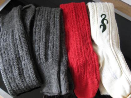 4 Paar Herren Trachtensocken weiß, rot, braun, Schurwolle getragen TOP Gr. 42-43