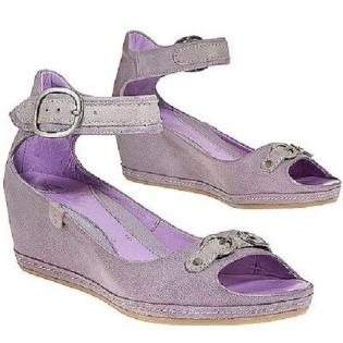 Via Milano Wedges Sandalen VOLL-LEDER Lila Pastell Flieder Gr. 38 LEDER NEU
