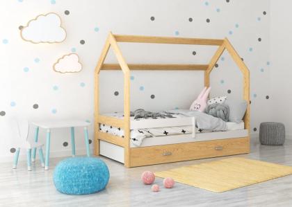 Bett Babybett Kinderbett Hausbett mit Schublade Kiefer D3