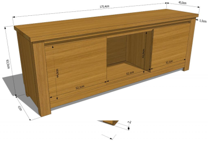 RTV-SCHRANK GEWEIßTER LACK EICHENHOLZ MASSIVHOLZ WOHNZIMMER 175, 4x45x63, 5cm