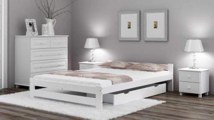 Weißes Bett Holzbett mit Lattenrost Kiefernholz Holzbett 90x200