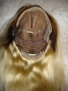 T-Part Lace Wig ECHTHAARPerücke Hellblond #613 dunkles Rooting, Makel