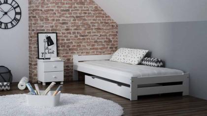Weißes Bett Holzbett mit Lattenrost Kiefernholz Holzbett 90x200
