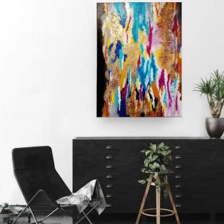 Abstrakt Acryl strukturiert Gemälde mit Blattgold und Glitzer
