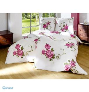 Elegante Bettwäsche mit Blumendekor Restposten