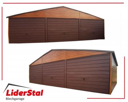 Stahlhalle Doppeltgarage Gartenhütte 9x6 m Blech verzinkt Carport aus Stahl