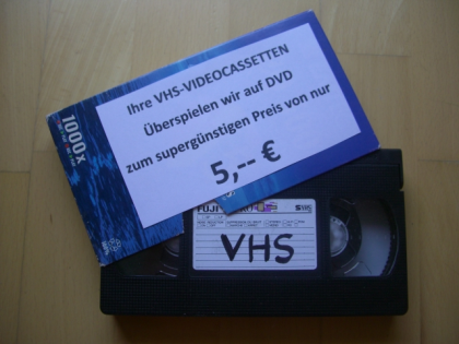 DIGITALISIERUNG VON VHS, VHS-C, S-VHS, VIDEO-8, HI-8, DIGITAL-8 NUR 5 EURO