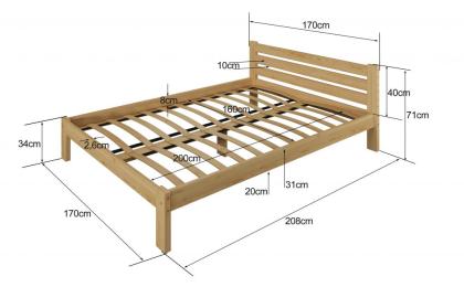 Bett Ehebett Doppelbett Bettrahmen Holzbett 160x200cm Bettgestell Vollholz Holz 