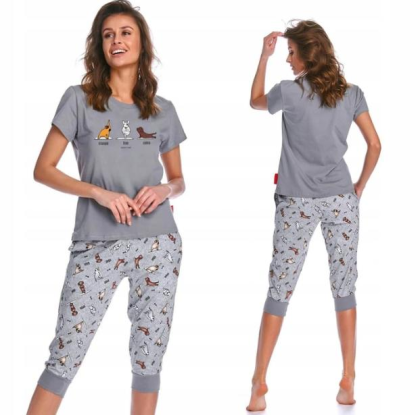 Pyjama 2 tlg. Nachtwäsche 3/ 4 Hose T-Shirt aus 100% Baumwolle