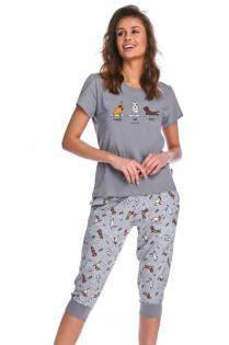 Pyjama 2 tlg. Nachtwäsche 3/ 4 Hose T-Shirt aus 100% Baumwolle