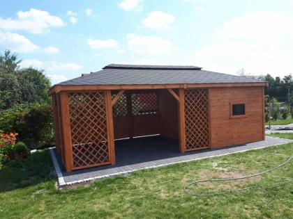 GARTENHAUS GARTENLAUBE KLEBEDACH MIT HOLZ HANNOVER 2in1 7x4m