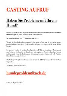 CASTING AUFRUF für verhaltensauffällige Hunde (TV)