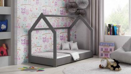 Bett 80x160 Kinderbett Kinderhaus Holzbett Hausbett Baby Grau