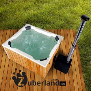 Zuber, Badebottich, Badefass, Outdoor Pool rechteckig 2x1, 7m mit Thermoholzumra