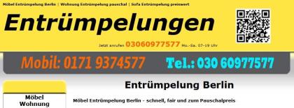 Möbelentsorgung Berlin pauschal 80 EUR gerne Kleinaufträge bis 3m³ Mo.-Sa. 07-19