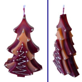 Kerzen Trio als Tannenbaum (durchgefärbt verziert) (www.nordkerze.de)