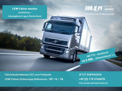 LKW-Fahrer werden! JOB-Garantie - mind. 2.500 € Netto