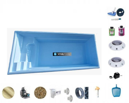 GFK Comfort Pool PAlermo 6, 50 x 3, 00 x 1, 50 Polyesterpool Einbaubecken+Techni