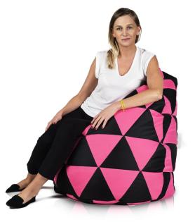 Sitzsack Sako Mix Beanbag Polyester schwarz rosa Dreiecke Design 220L 110cm