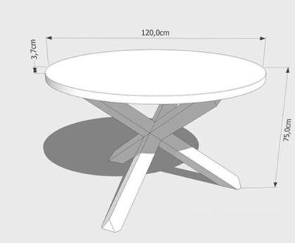 COLIN EICHENTISCH COUCHTISCH RUNDE TISCHPLATTE LACKIERT MASSIVHOLZ 120x120x75cm 