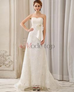 Brautkleid mit Kristall Blumenbrosche mit Tüll - Mode-top.de