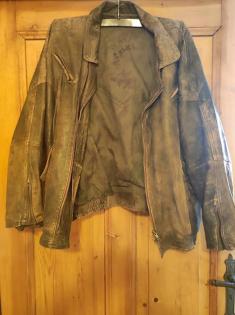 Lederjacke Vintage Bikerjacke von Maddox in Braun Größe 56