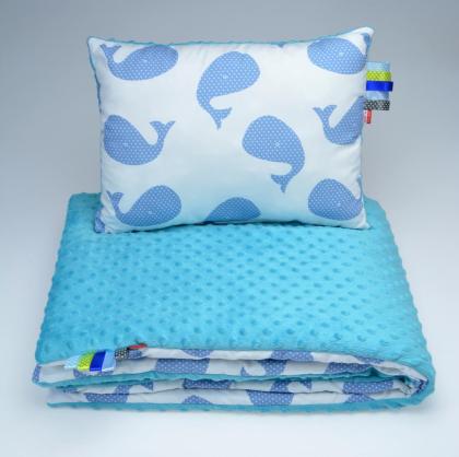 Babybettenset Babybettwäsche Kissen 30x40cm Decke 75x100cm Minky Baumwolle Füllu