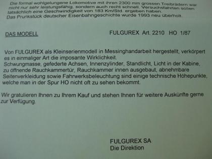FULGUREX # 2210 H0 Dampflok BR 18 201 DR VESM NEU