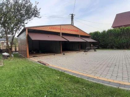 Stahlhalle Doppeltgarage Gartenhütte 9x6 m Blech verzinkt Carport aus Stahl