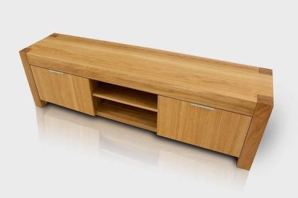 LENA TV BANK EICHENHOLZ TRANSPARENT LACK MASSIVHOLZ BLUM BESCHLÄGE 160x55x40cm
