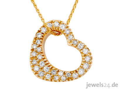 Diamantschmuck, Collier, Halskette mit Herz Anhänger, Diamanten, Gold günstig