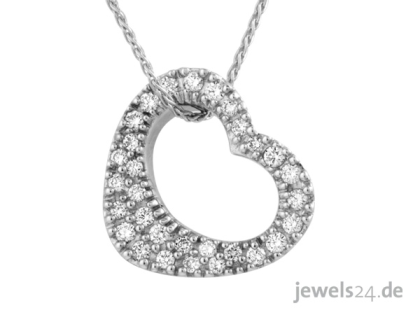 Diamantcollier mit Herz Anhänger, Diamanten, Weißgold günstig online kaufen bei 