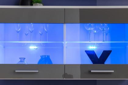 TV- Wand Wohnwand Anbauwand Wohnzimmer Möbel Hochglanz 2, 5m Led Beleuchtung