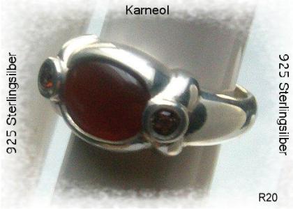 Ring, 925 Silber mit gefassten Karneol