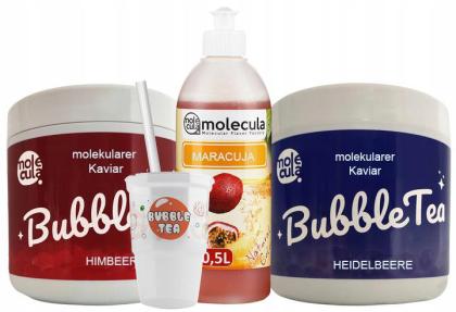 Bubble Tea Set 2x Fruchtperlen Beere und Himbeere Sirup Maracuja