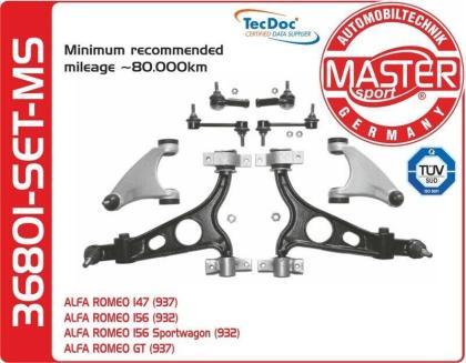 QUERLENKER SATZ VERSTÄRKT VORNE VORDERACHSE ALFA ROMEO 147 156 UVP 36801 8 TEILE