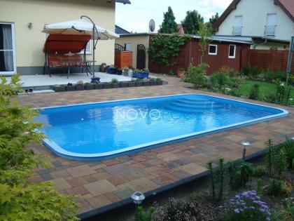 GFK POOL Schwimmbecken 8, 10 x 3, 70 x 1, 50m Schwimmpool Fertigbecken SET