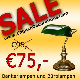 Bankierslampe Messing mit grünem Schirm, bankerlampen