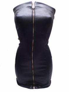 Leder Kleid schwarz mit Reißverschluss! 