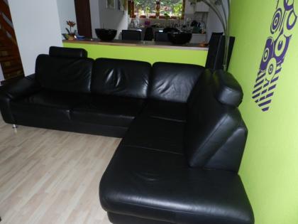 Schwarze Eck-Ledercouch