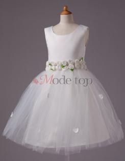 Ärmellos natürliche Taile Organza exklusive Blumenmädchenkleid