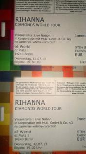 2 Tickets Karten Rihanna Berlin 1 Reihe Diamonds World Tour TOP!!!!!