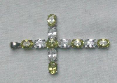 Kreuzanhänger, 925 Silber, Peridot, Zirkonia