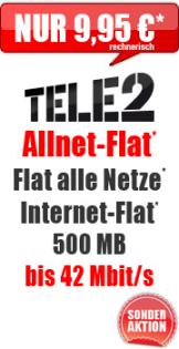 Tele2 LTE Allnet Flat für nur 9,95 Euro monatlich!